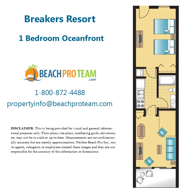 Breakers Resort Floor Plan - 1 Bedroom  Oceanfront